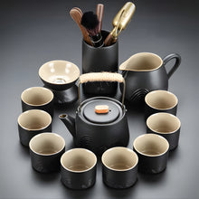 Load image into Gallery viewer, Black Clay Kung Fu Tea Set with Anti-scalding Handle Teapot and Matching Cups for Home Tea Ceremony
