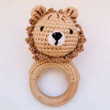 Load image into Gallery viewer, Crochet Baby Rattle in Wood and Yarn
