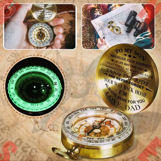 Dad To Son - Enjoy The Ride - Compass Lettering Multi-Function Compass ...