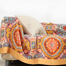 Load image into Gallery viewer, Sunrise Boho Reversible Blanket, 100% Cotton Cooling Quilt
