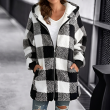 Load image into Gallery viewer, Women Oversized Hoodie Plaid Loose Overcoat
