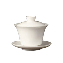Load image into Gallery viewer, Chinoiserie Enamel Porcelain Tea Bowl with Rotating Three-Cup Design and Gold Lid

