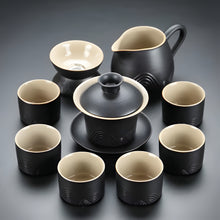 Load image into Gallery viewer, Black Clay Kung Fu Tea Set with Anti-scalding Handle Teapot and Matching Cups for Home Tea Ceremony
