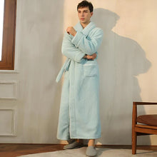 Load image into Gallery viewer, Sherpa Comfort Bathrobe Coral Fleece Flannel Robe
