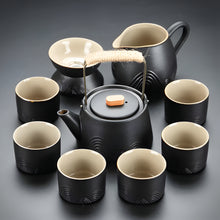 Load image into Gallery viewer, Black Clay Kung Fu Tea Set with Anti-scalding Handle Teapot and Matching Cups for Home Tea Ceremony
