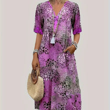 Load image into Gallery viewer, 2025 Chic Leopard Print Maxi Dress - V-Neck &amp; Short Sleeve
