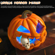 Load image into Gallery viewer, Resin Jack O Lantern Decoration with Carved Skull Detail
