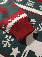 Load image into Gallery viewer, Christmas Hooded Sweater with Reindeer, Snowflake and Star Patterns and a Drawstring Hood in Two Styles

