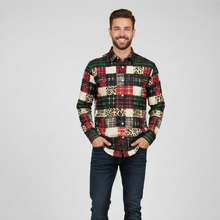 Load image into Gallery viewer, Mens 3D Snow Scene Christmas Shirt with Long Sleeves and Classic Lapel

