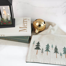 Load image into Gallery viewer, Embroidered Tree Table Runner with Neutral Fabric for Holiday Dining
