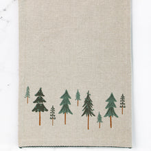 Load image into Gallery viewer, Embroidered Tree Table Runner with Neutral Fabric for Holiday Dining
