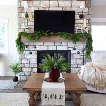 Load image into Gallery viewer, Embroidered Tree Table Runner with Neutral Fabric for Holiday Dining
