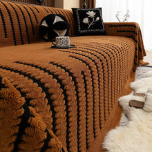 Load image into Gallery viewer, Plush Tufted Couch Cover, Symmetrical Linear Design
