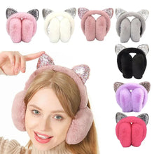 Load image into Gallery viewer, Plush Cat Ear Earmuffs for Winter
