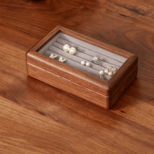 Load image into Gallery viewer, Walnut Jewelry Box with Glass Top Organizer
