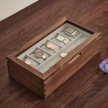 Load image into Gallery viewer, Walnut Watch Collection Box with Glass Top
