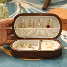 Load image into Gallery viewer, Mini Portable Jewelry Box Compact Wooden Travel Organizer
