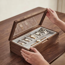 Load image into Gallery viewer, Walnut Watch Collection Box with Glass Top

