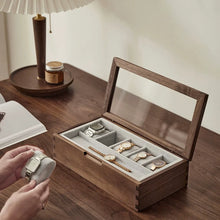 Load image into Gallery viewer, Walnut Watch Collection Box with Glass Top
