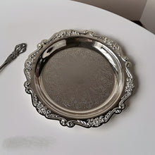 Load image into Gallery viewer, Retro Luxury Silver Plated Dessert Tray and Decorative Plate for Cakes, Fruits, Snacks, and Jewelry
