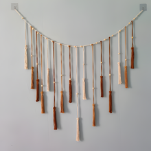 Load image into Gallery viewer, Boho Macrame Leaf Wall Hanging, Handmade Feather Tapestry for Living Room or Bedroom Decor
