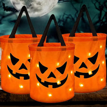 Load image into Gallery viewer, Light Up Pumpkin Halloween Treat Bag
