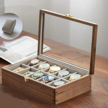 Load image into Gallery viewer, Walnut Watch Collection Box with Glass Top Display
