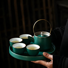 Load image into Gallery viewer, Elegant Ceramic Kung Fu Tea Set with Tray, Teapot and Cups
