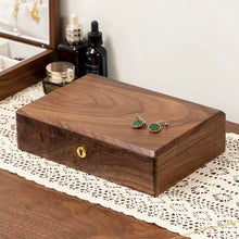 Load image into Gallery viewer, Minimalist Walnut Jewelry Box with Lock and Velvet Lining
