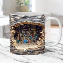 Load image into Gallery viewer, 3D Library Bookshelf Mug, Coffee Mugs Gift for Book
