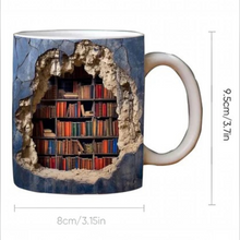 Load image into Gallery viewer, 3D Library Bookshelf Mug, Coffee Mugs Gift for Book
