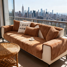 Load image into Gallery viewer, Plush Lamb Wool Sofa Cover, Soft Non Slip Cushion Protector for Modern Living Rooms
