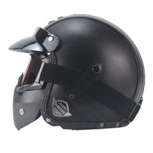 Load image into Gallery viewer, Vintage PU Leather Motorcycle Helmet with Face Mask and Goggles
