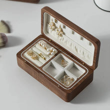 Load image into Gallery viewer, Walnut Velvet Jewelry Box Double Layer Organizer
