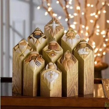 Load image into Gallery viewer, 9pcs Heaven Nativity Tree Pillar Statues
