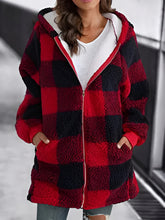 Load image into Gallery viewer, Women Oversized Hoodie Plaid Loose Overcoat
