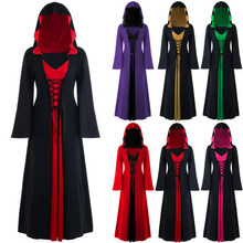 Load image into Gallery viewer, Official Medieval Dress Vampire Witch For Women Lace-up Hooded Cloak Robe
