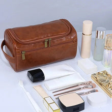 Load image into Gallery viewer, Men's Large Leather Travelling Toiletry Bag
