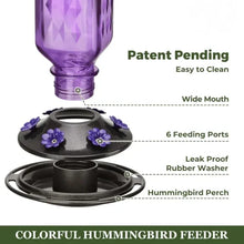 Load image into Gallery viewer, Glass Hummingbird Feeder with Six Flower Ports and Ant Moat, 24oz Capacity
