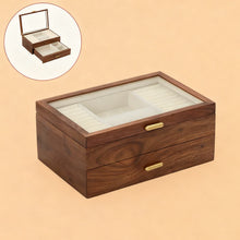 Load image into Gallery viewer, Walnut Two-Layer Jewelry Box with Drawers
