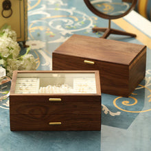 Load image into Gallery viewer, Walnut Two-Layer Jewelry Box with Drawers
