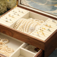 Load image into Gallery viewer, Walnut Two-Layer Jewelry Box with Drawers
