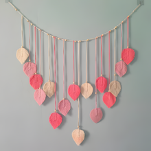 Load image into Gallery viewer, Boho Macrame Leaf Wall Hanging, Handmade Feather Tapestry for Living Room or Bedroom Decor
