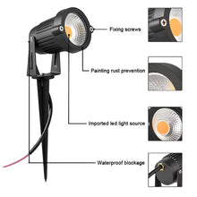 Load image into Gallery viewer, LED COB Outdoor Garden Spotlight with Waterproof Lawn Spike - 12 pieces pack
