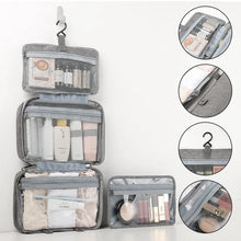 Load image into Gallery viewer, Travel Organizer for Cosmetics, Compact Water-Resistant Toiletry Bag with 4 Compartments and 360° Hook
