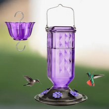 Load image into Gallery viewer, Glass Hummingbird Feeder with Six Flower Ports and Ant Moat, 24oz Capacity
