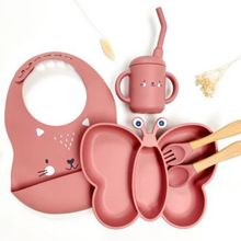 Load image into Gallery viewer, Baby Meal Set with Butterfly Plate and Easy-Grip Utensils
