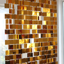 Load image into Gallery viewer, Golden Square Sequin Curtain Panels for Party and Event Décor
