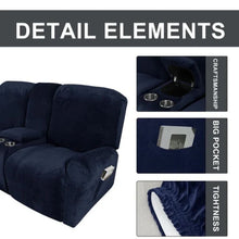 Load image into Gallery viewer, 2 Seat Recliner Cover with Cup Holders Soft Non Slip 12 Colors
