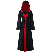 Load image into Gallery viewer, Official Medieval Dress Vampire Witch For Women Lace-up Hooded Cloak Robe
